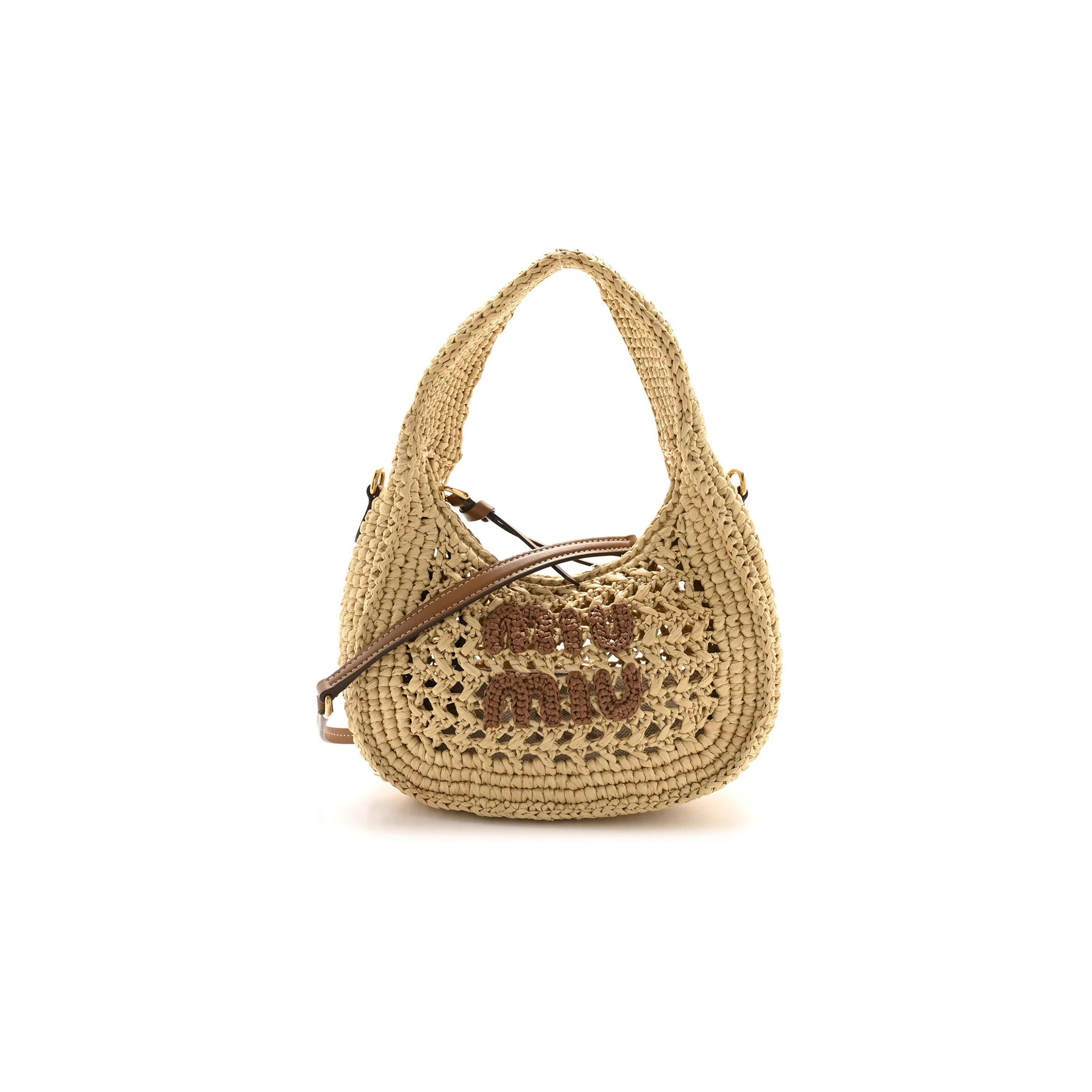 MIU MIU WANDER RAFFIA HOBO BAG 5BC125 (20*17*6cm)